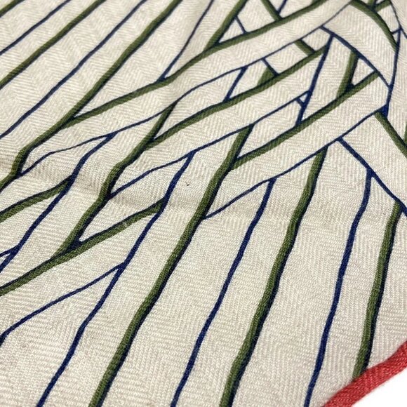 Auth HERMES Triangle Geant - Beige Red Multi Cashmere Silk Scarf - Picture 3 of 9